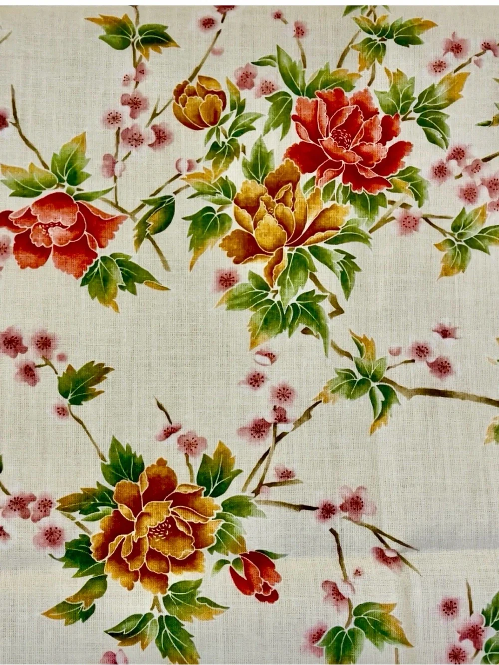 Vintage Floral Oval Tablecloth & 5 Napkin Set 61x86 Cottagecore Farmhouse MCM
